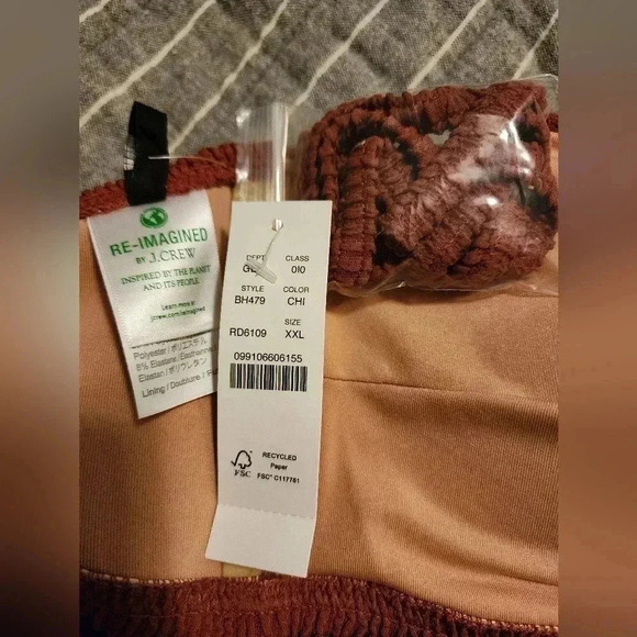 J.CREW Re-Imagined - Scrunchie Sweetheart Bikini Top size- 2XL(16/18)- NWT - Picture 3 of 3